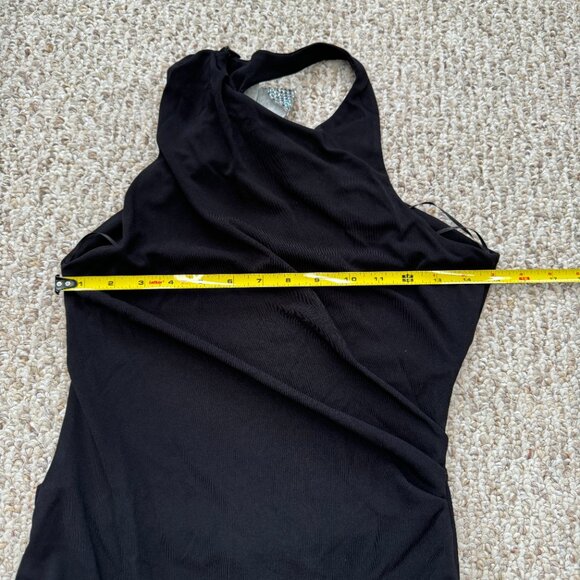 Zara Black Bodysuit Sexy Strap Back with Silver Embellished Bow Holiday XS‎ - Picture 7 of 15